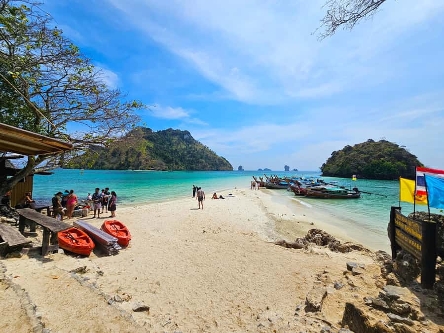 From Railay: Island Hopping Tour by Private Longtail Boat - Option 1 near Railay: Koh Poda, Tub Island, Chicken Island, plus the Thale Waek split sea