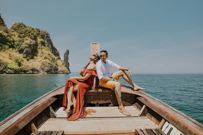 Holiday Travel Photoshoot with Long-tail boat Phi Phi Islands - Viking Cave and Pileh Lagoon: variety that keeps your photo set from feeling samey