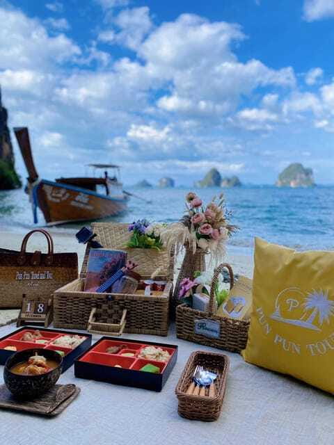 Krabi: Private Luxury Speedboat with picnic beach (4 island) - Phra Nang Cave Beach: cliffs, calm water, and a cave-style payoff
