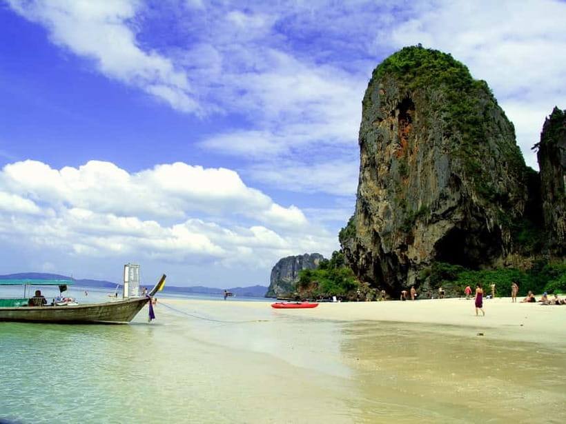 Krabi: Railay Beach & Caves + Jurassic World : Rebirth Sites - Ao Nang to Railay by long-tail boat: quick, scenic, and classic