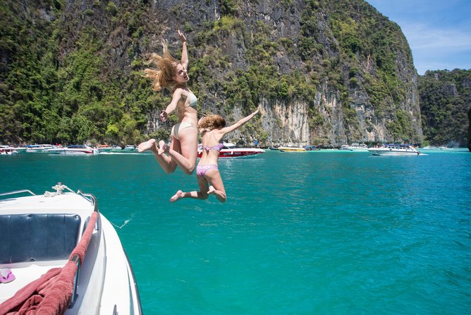Krabi to Phi Phi Islands by Speedboat - Phi Phi Don: twin crescent beaches, free swim time, and snorkeling gear