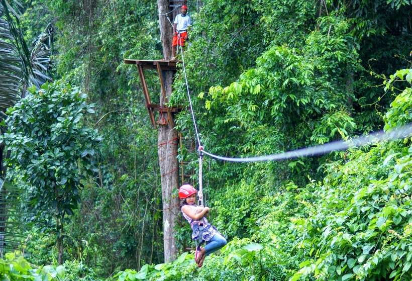 Krabi: Ziplining with Abseiling and Rock Climbing Options - Tree ladder climbing and the limestone abseil: the vertical section that earns its adrenaline