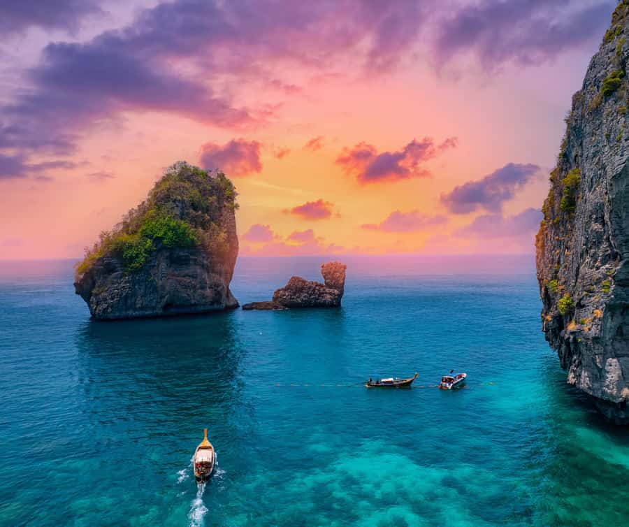 Phi Phi & 4 Islands sunset tour plus bioluminescent plankton - Viking Cave, Monkey Beach, and Bamboo Island: short stops that can still feel worth it